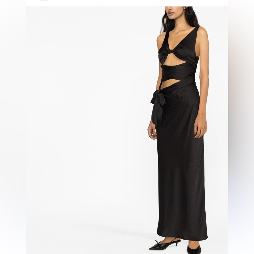 $315 Danielle Guizio NY Black Sainte Cut-out Ruched Maxi Dress Size Medium - Picture 3 of 10